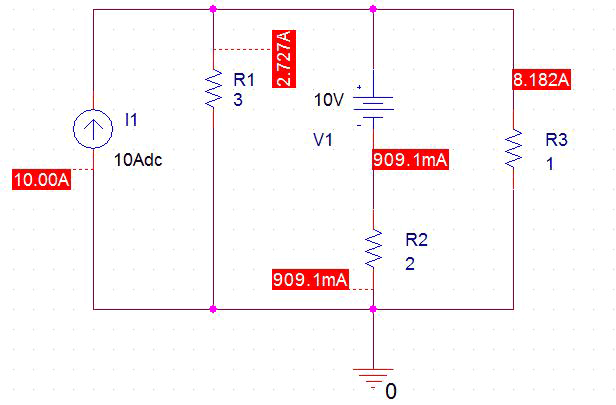 Mesh analysis simulation in pspice