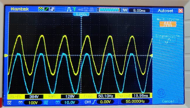 Negative Clamper Circuit Waveform on Oscilloscope