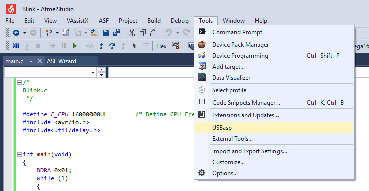 How to Program AVR Microcontroller Atmega16 Using USBASP programmer and Atmel  Studio 