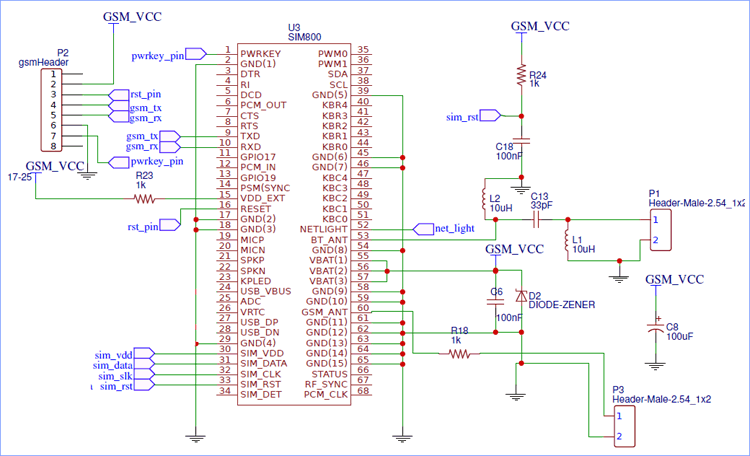 Sim800c схема модуля