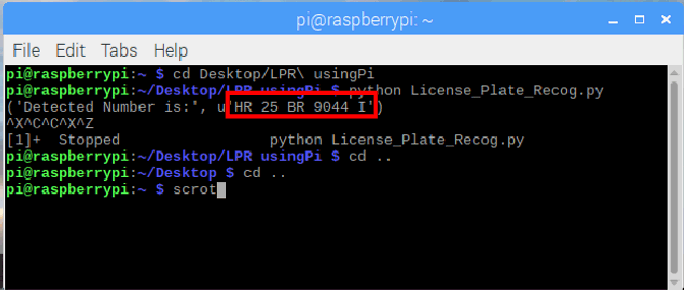 Printed Characters on Pi using Licence Plate Reader