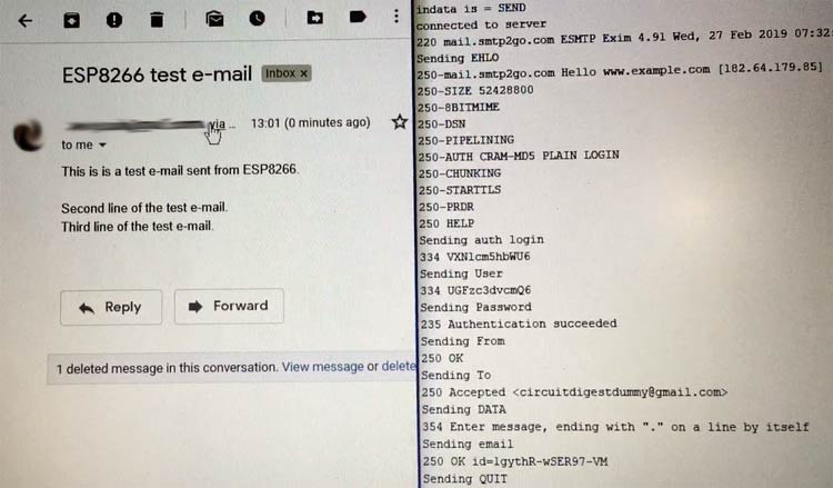 Receiving Email using ESP8266 and ATmega16