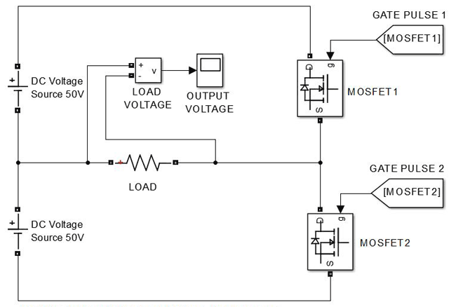 Single Phase Half Bridge and Full Bridge Inverter Circuit using MATLAB