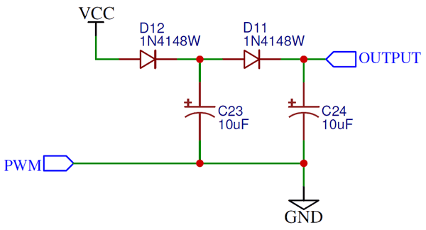 Single Stage Peak Detector on Charge Pump Circuit