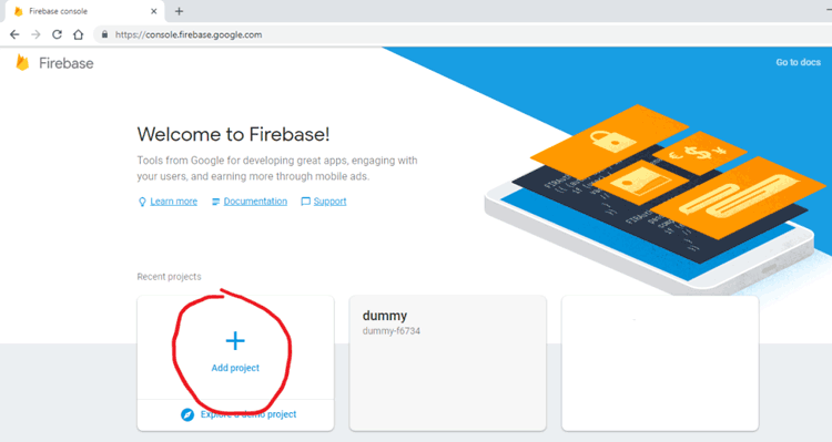 Start New Project on Google Firebase