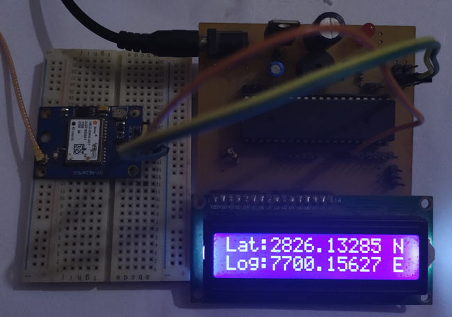 Testing GPS Interfacing with AVR Microcontroller