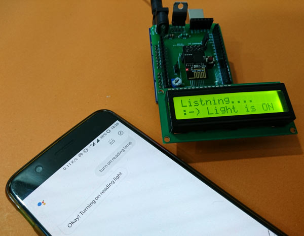 Testing Voice Controlled Home Automation using ESP8266 and Arduino
