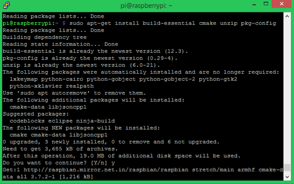Update App Get for Installing OpenCV on Raspberry Pi using CMake