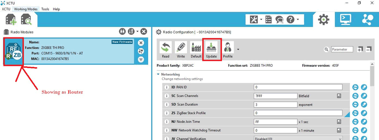 Update XBee Firmware for Interfacing with Raspberry Pi