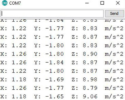 ADXL345 accelerometer Arduino Interfacing Readings