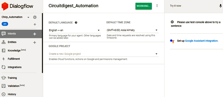 Creating New Agent for Arduino Home Automation