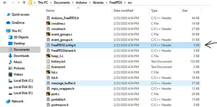 FreeRTOS Configuration File