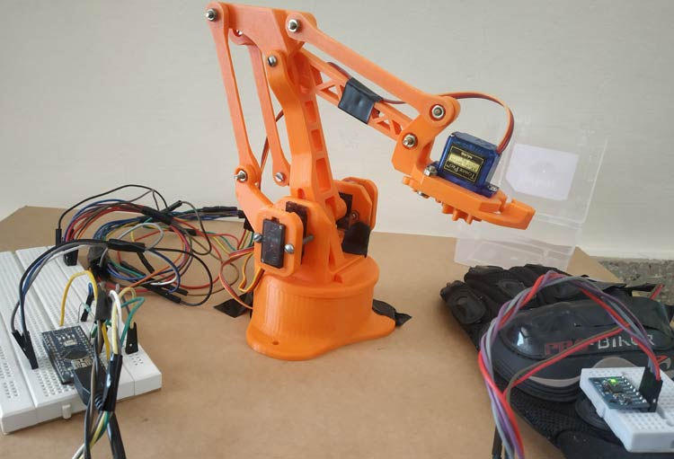 hand motion controlled robotic arm