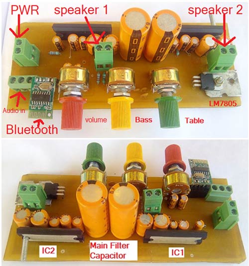 High Power LA4440 Double IC Stereo Audio Amplifier Circuit with Bass and Treble Control