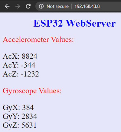 MPU6050 ESP32 Webserver