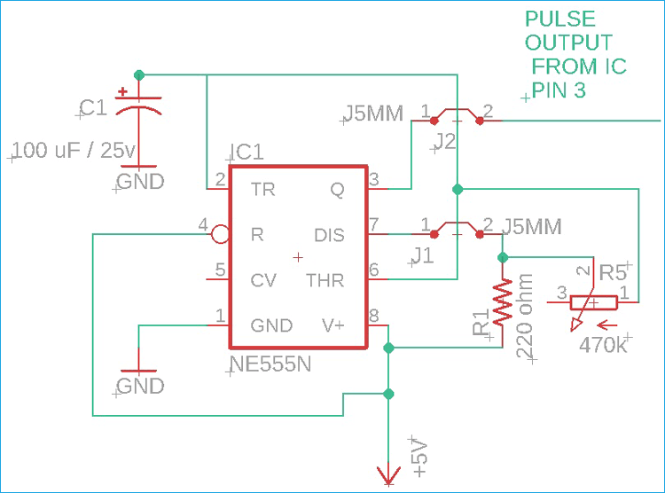 NE555 Timer IC Configuration Circuit Diagram