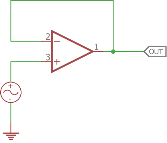 Op Amp unity Gain Follower Circuit