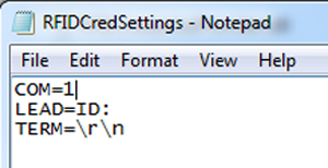 RFID Cred Settings