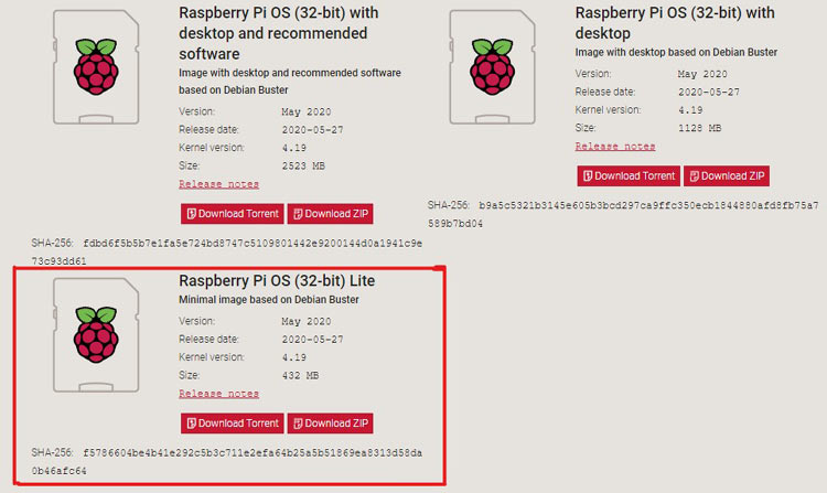 Raspberry Pi OS (32-bit) Lite