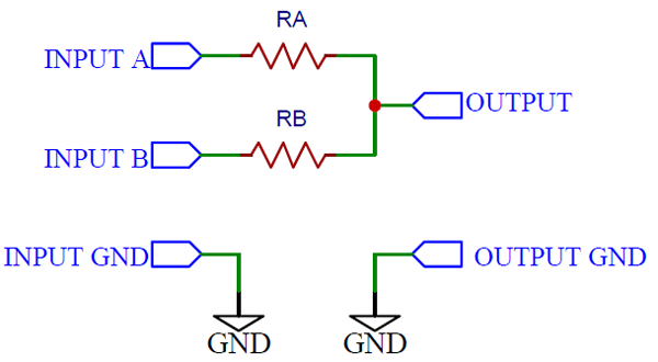 stereo audio mixer circuit