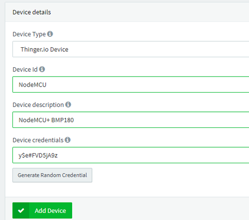 Thinger.io Device Setup