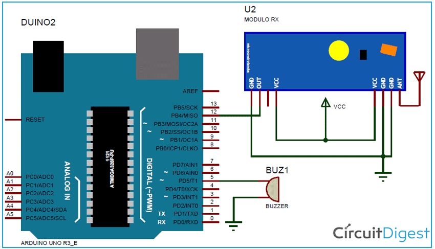Arduino RF Receiver Circuit Diagram