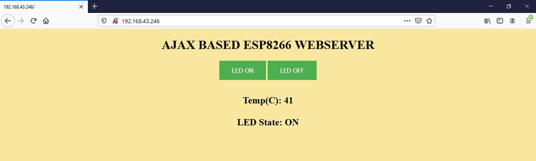 AJAX and ESP8266 Based Web Server