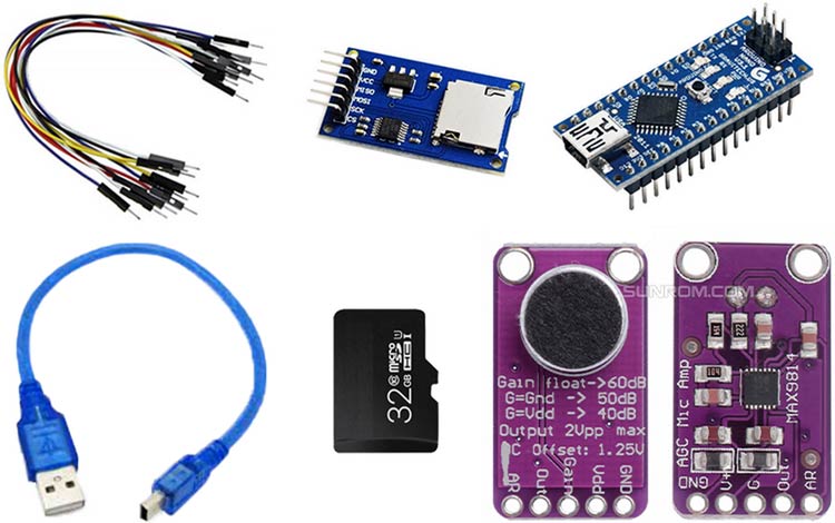 Components Required for Arduino Based Spy Bug 