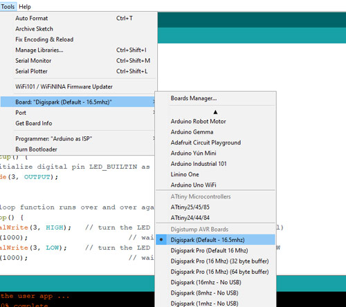 attiny85 board definitions arduino 1.8.5