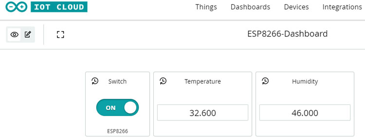 Arduino IoT Cloud Dashboard