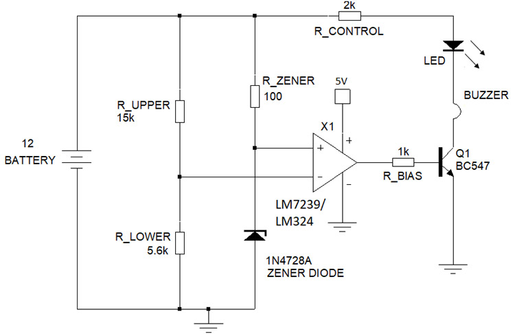 LM7239 Low Voltage Indicator Circuit