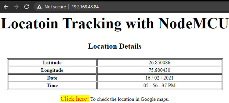 Location Tracking with NodeMCU