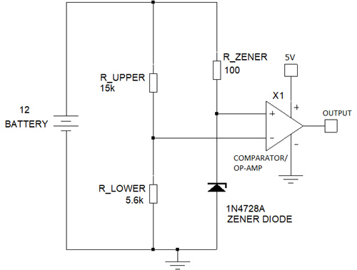 Op-Amp Low Voltage Indicator Circuit