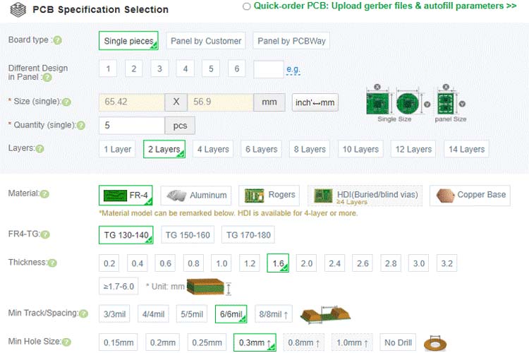 Ordering PCB from PCBWay