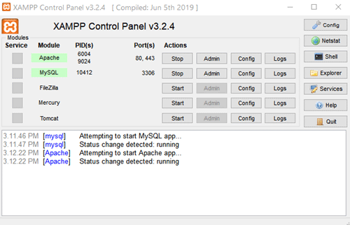 XAMPP Control Panel Setup