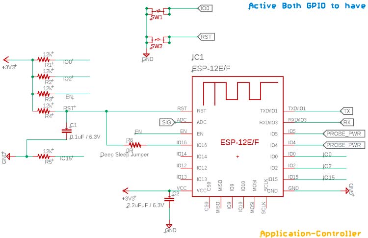 Application Controller Circuit Diagram for Smart Plant Monitoring Device