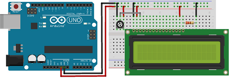 Arduino 16x2 LCD Circuit Connection