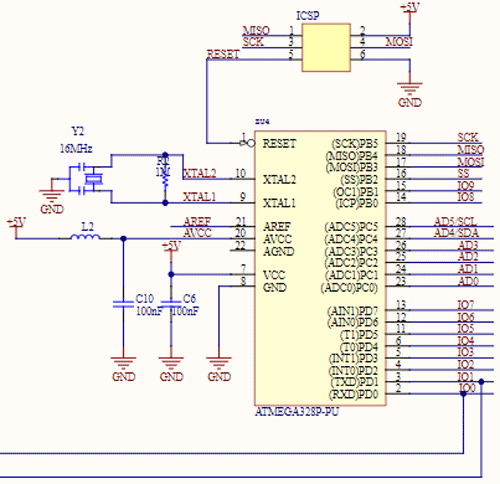 Arduino ATMega328P Circuit Diagram
