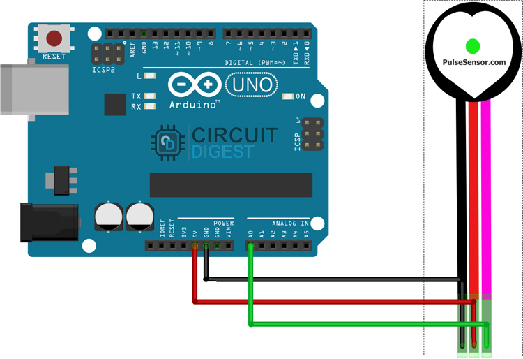 Arduino Pulse Sensor Circuit Diagram