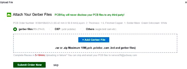 Gerber Files from PCBWay