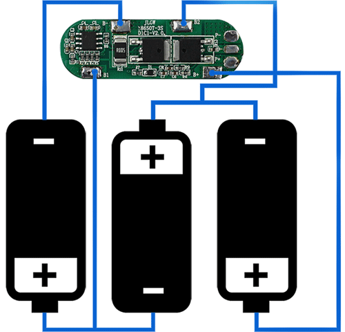 12v battery with 3S BMS module. Connection and operation. 