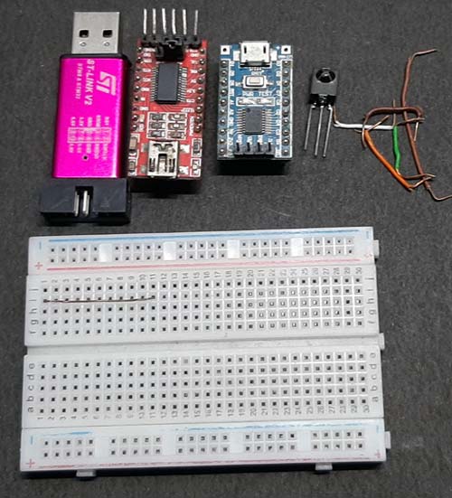 Components Required to Build Signal Decoder on STM8S103F 