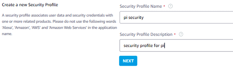 Create New Security Profile