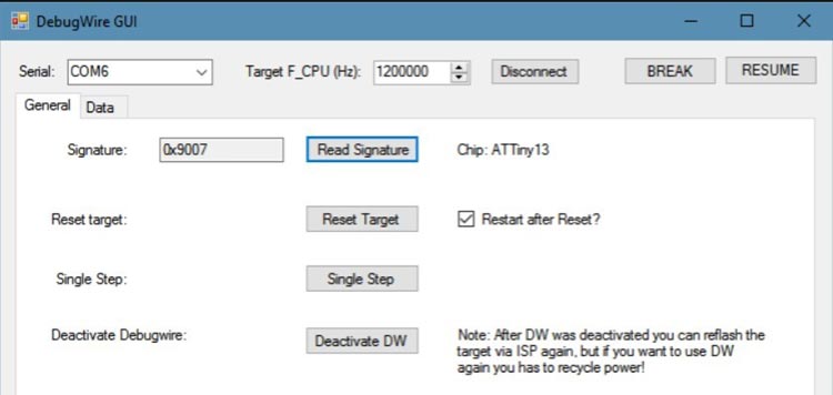 DebugWire for Arduino IDE Debugging Tools