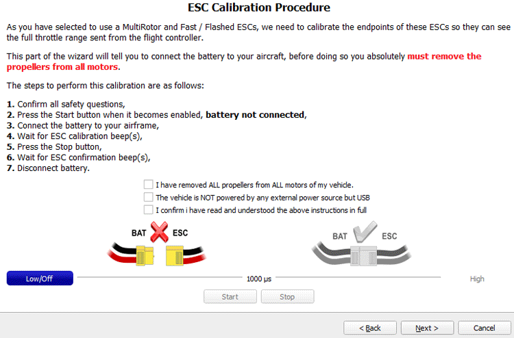 ESC Calibration Procedure on GCS