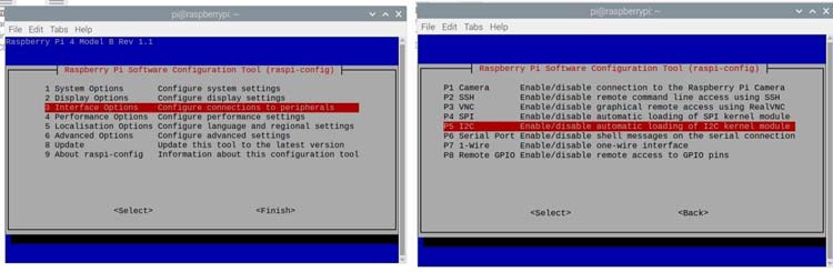 Enabling I2C in Raspberry Pi using CMD