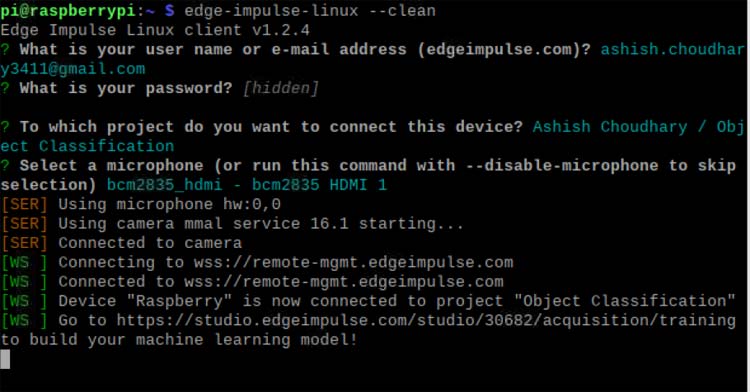 Installing Edge Impulse on Raspberry Pi