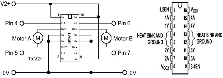L293D Motor Driver IC Circuit Diagram and Pinout