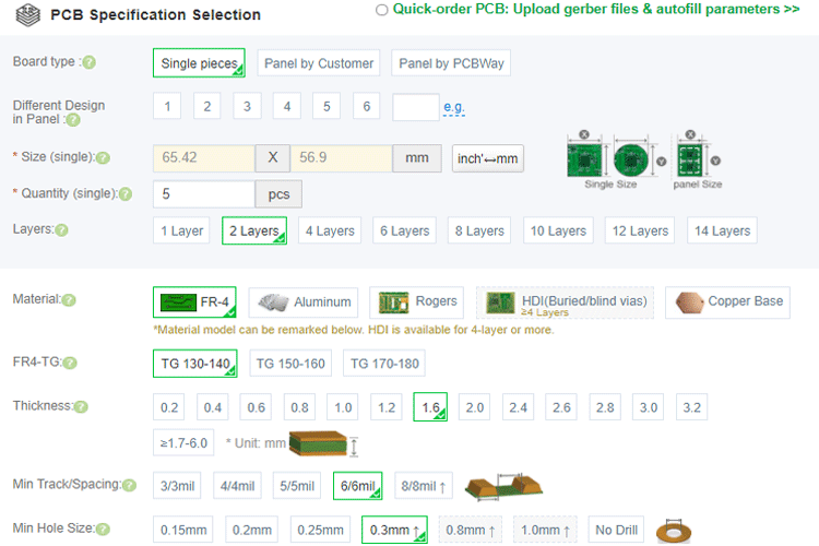 PCBWay PCB Selection