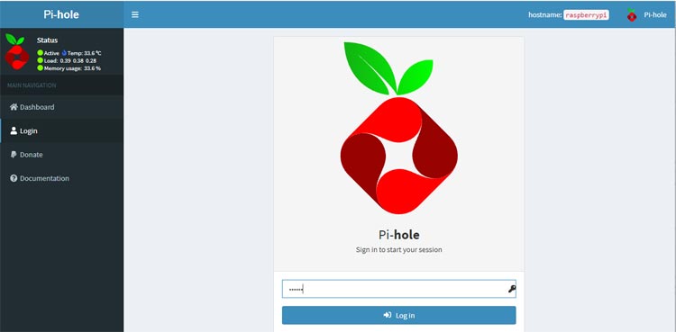 Pi-Hole Login Page